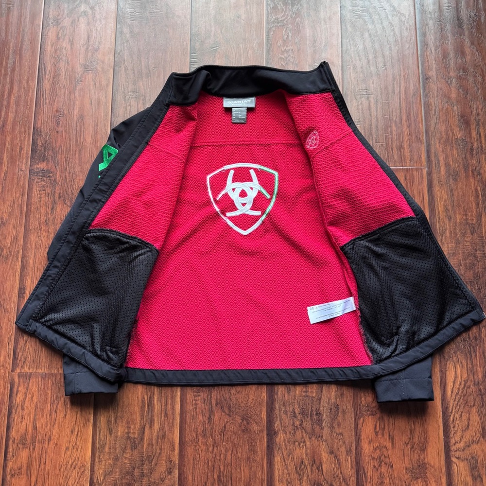 Ariat Womens Team Mexico Softshell Jacket Black Tri-Color Logo Western Coat Sz S - Picture 7 of 16